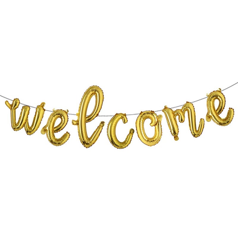 RUIANSI 16 inch multicolor Welcome Balloon Banner Balloons Foil Letter Balloon Anniversary Celebration Party Decorations (L WELCOME GOLD) - Image 1