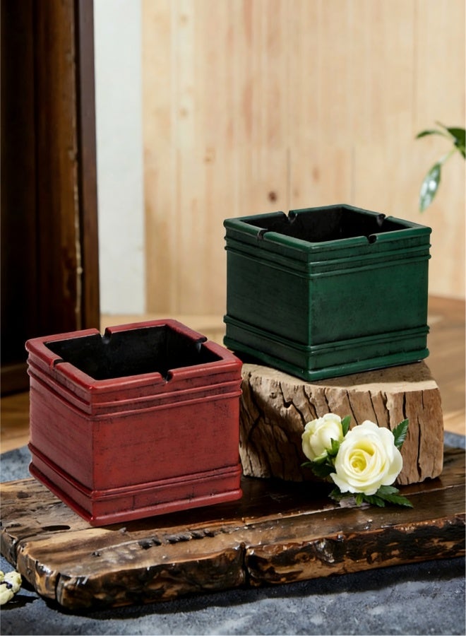 ashtray Vintage Ashtray Resin American Retro Style Ash Tray For Indoor Outdoor Use,Industrial Style Desktop Decoration accessories(green) - Image 2