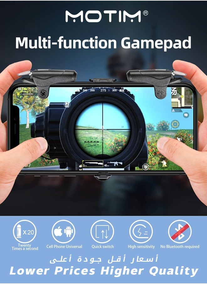 Motim PUBG Trigger PUBG Mobile Controller Shooting Triggers Auto High Frequency Click with Joystick Gamepad for Mobile Phone Game Controller Up of Duty Compatible for Android iOS Black  - Image 2