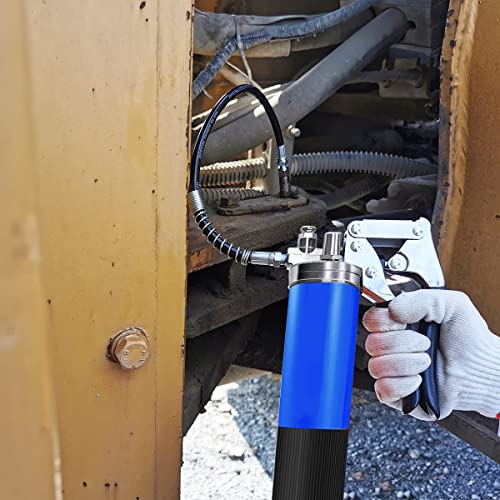 STHIRA Grease Gun,Heavy Duty Pistol Grip Grease Gun with 4 Flexible Hoses,High Performance Grease Gun Air Nozzle Mini Gun Grease Air Gun with Reinforced Flex Hose Spring Guard Working Coupler - Image 3