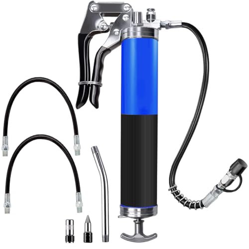 STHIRA Grease Gun,Heavy Duty Pistol Grip Grease Gun with 4 Flexible Hoses,High Performance Grease Gun Air Nozzle Mini Gun Grease Air Gun with Reinforced Flex Hose Spring Guard Working Coupler - Image 1