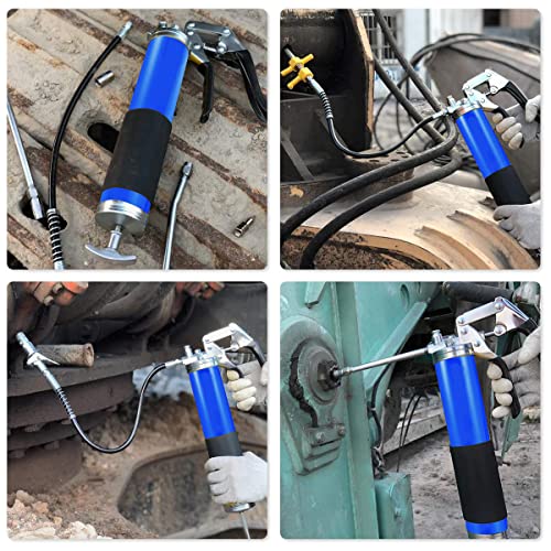 STHIRA Grease Gun,Heavy Duty Pistol Grip Grease Gun with 4 Flexible Hoses,High Performance Grease Gun Air Nozzle Mini Gun Grease Air Gun with Reinforced Flex Hose Spring Guard Working Coupler - Image 2
