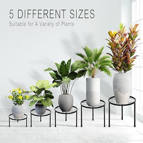 CADANI 5-Pack Metal Plant Stands for Outdoor Indoor, Anti-Rust Iron Flower Pot Stand, Heavy Duty Plant Pot Shelf for Multiple Plant, Decoration Racks for Home, Patio & Garden - Image 2