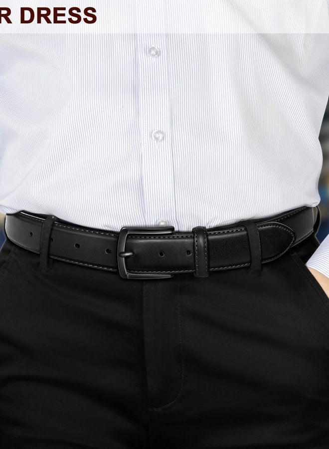 KEMISANT Men Belt 2Pack – Genuine Leather Belt for Men Dress Casual Golf Jeans 1 3/8" (Black/Coffee,38"-40" Waist Adjustable) - Image 4
