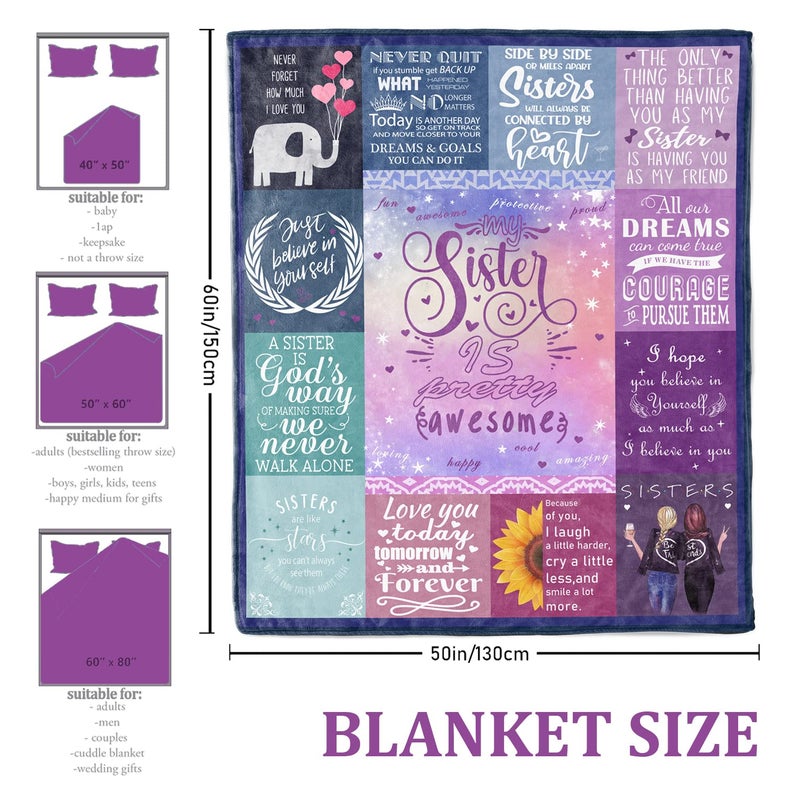Sister Gifts Blanket  Sister Birthday Gifts from Sister  Sister Gift from Sister  Gifts for Sister  Sister Birthday Gift Ideas  Best Birthday Gifts for Sister Super Soft Throw Blanket 50""x60""