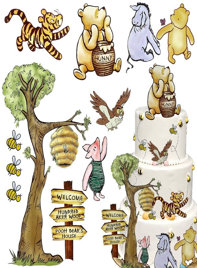 MEMOVAN Winnie Bear Cake Topper Winnie Baby Shower Cake Decorations Pooh Bear Toppers Classic Pooh Cupcake Toppers for Oh Baby Bee Theme Shower Birthday Party - Image 1