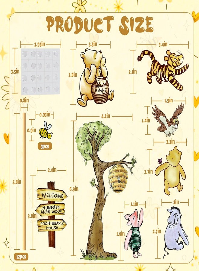 MEMOVAN Winnie Bear Cake Topper Winnie Baby Shower Cake Decorations Pooh Bear Toppers Classic Pooh Cupcake Toppers for Oh Baby Bee Theme Shower Birthday Party - Image 2