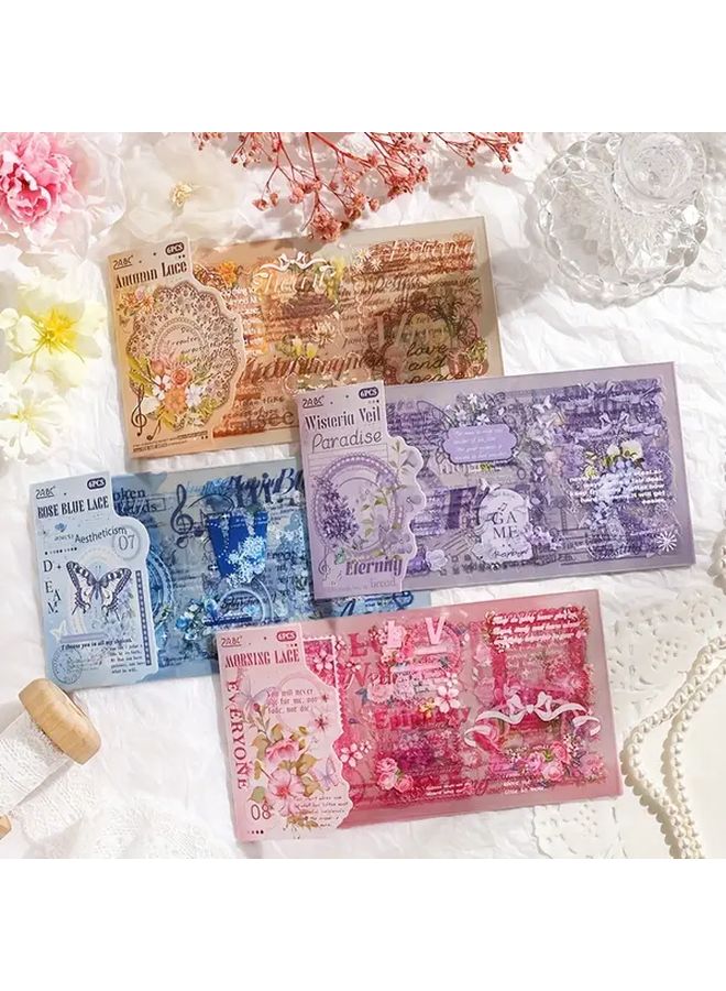 Silky Splendor Lace Scrapbook Kit 24pcs Retro European Style DIY Album Creation - Image 1