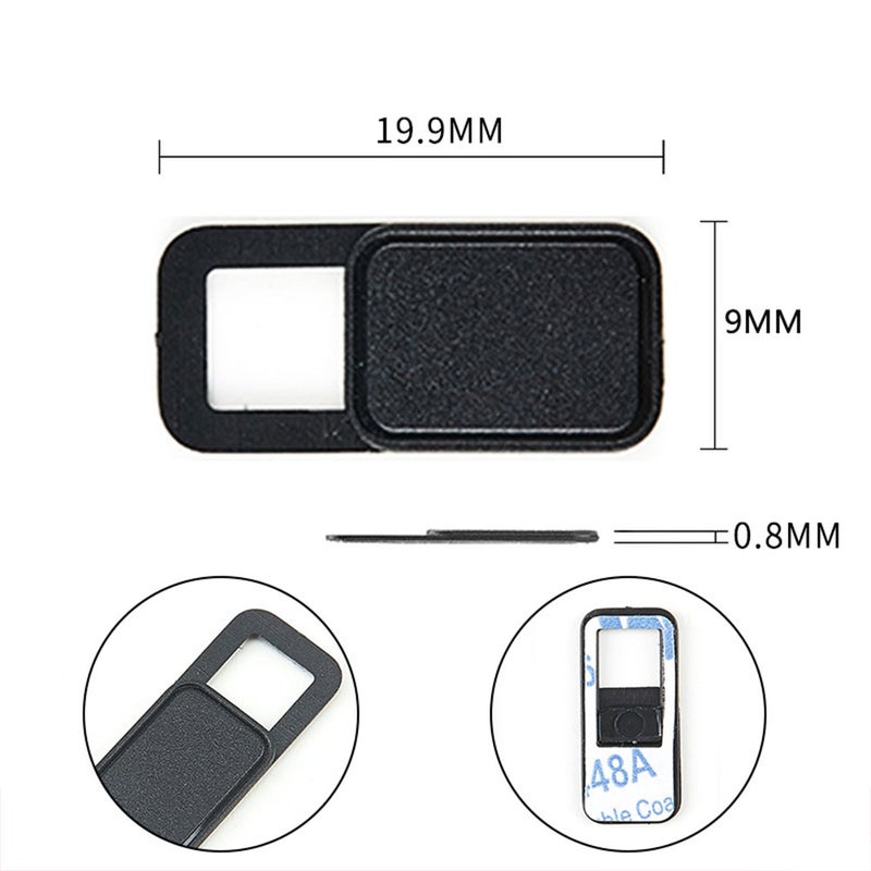 9Pcs Shaped Webcam Cover Camera Slider Privacy Protect Cover for Laptop Tablet Phone (Black) - Image 4
