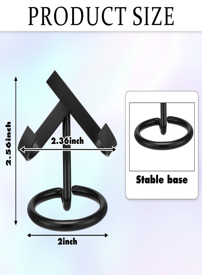 Shimeyao 4 Pcs Metal Crystal Heart Stone Stand Crystal Ball Holder Rock Display Stand Mineral Specimen Display Easel Holder for Gemstones Fossils Agate Slabs Plates (Black,2 x 2.36 x 2.56 Inch) - Image 2