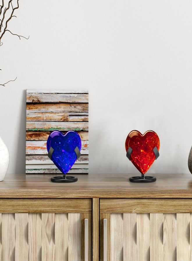 Shimeyao 4 Pcs Metal Crystal Heart Stone Stand Crystal Ball Holder Rock Display Stand Mineral Specimen Display Easel Holder for Gemstones Fossils Agate Slabs Plates (Black,2 x 2.36 x 2.56 Inch) - Image 5