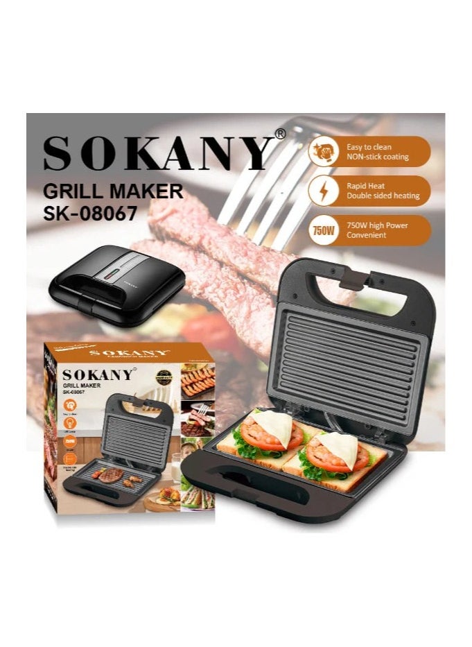 sokany Sokany Sandwich Maker 750 Watt SK-08067  - Image 1