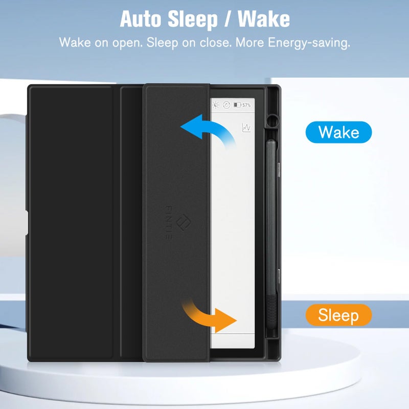 Fintie Case for 10.3" Boox Note Air4 C 2024/ Air3 C / Air3 B/W 2023 ePaper - Hybrid Slim Clear Cover Transparent Back Shell with Auto Sleep/Wake, Built-in Pencil Holder, Black - Image 2