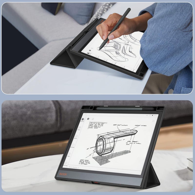 Fintie Case for 10.3" Boox Note Air4 C 2024/ Air3 C / Air3 B/W 2023 ePaper - Hybrid Slim Clear Cover Transparent Back Shell with Auto Sleep/Wake, Built-in Pencil Holder, Black - Image 5