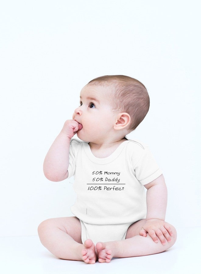 Crazy Bros Tees 50% Mommy, 50% Daddy, 100% Baby Bodysuit Funny Cute Boy Girl Infant Outfit Adorable Romper (Newborn, White) - Image 2