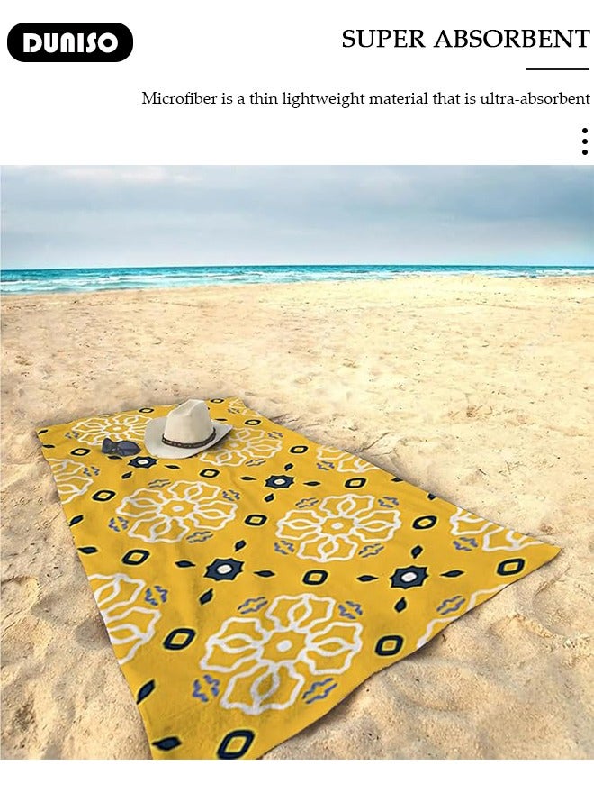 DUNISO Microfibers Large Size Beach Swimming Towel,Single-sided Golden Garden Print Design Bath Towel,Sand Free Soft Quick Dry Absorbent Lightweight Durable Pool Beach Blanket,Perfect for Travel Pool Swimming Bath Camping Yoga Gym Sports - Image 3