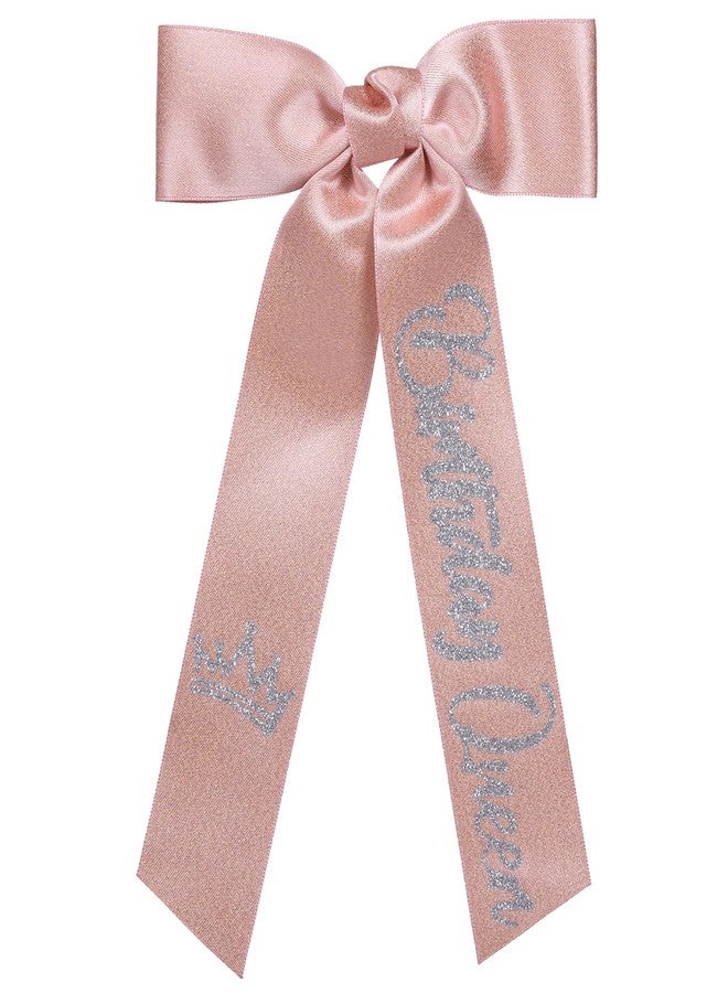 KCHIES 5" Birthday Queen Hair Bows with Long Tail Glitter Rose Gold Ribbon Bow-Knot Hair Clips Alligator Barrettes for Women Girls Birthday Party Dress Decor Accessory Gift - Image 1