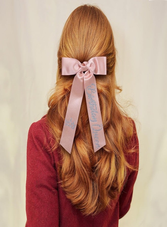 KCHIES 5" Birthday Queen Hair Bows with Long Tail Glitter Rose Gold Ribbon Bow-Knot Hair Clips Alligator Barrettes for Women Girls Birthday Party Dress Decor Accessory Gift - Image 3