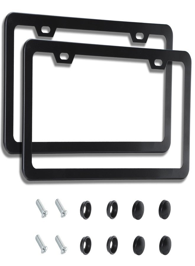 VRYTOR 2PCS Matte Black License Plate Frames - No-Cover State Name - Premium Rust Proof Aluminum License Plate Holder for Women and Men, Universal Car Plate Frame with 2 Holes, Easy to Install - Image 1