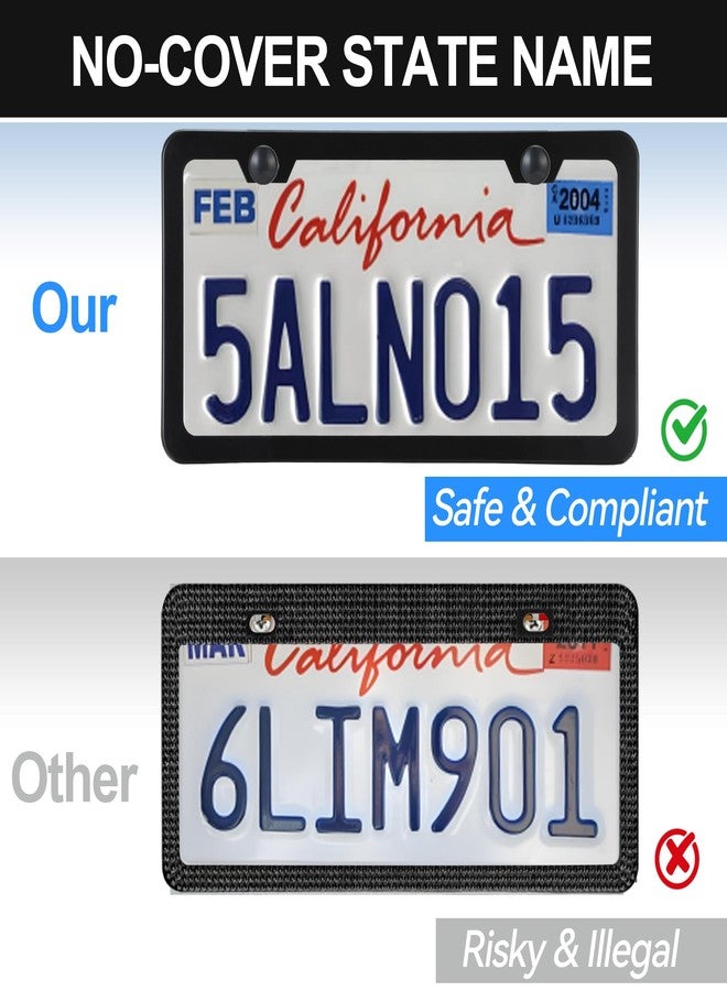 VRYTOR 2PCS Matte Black License Plate Frames - No-Cover State Name - Premium Rust Proof Aluminum License Plate Holder for Women and Men, Universal Car Plate Frame with 2 Holes, Easy to Install - Image 2