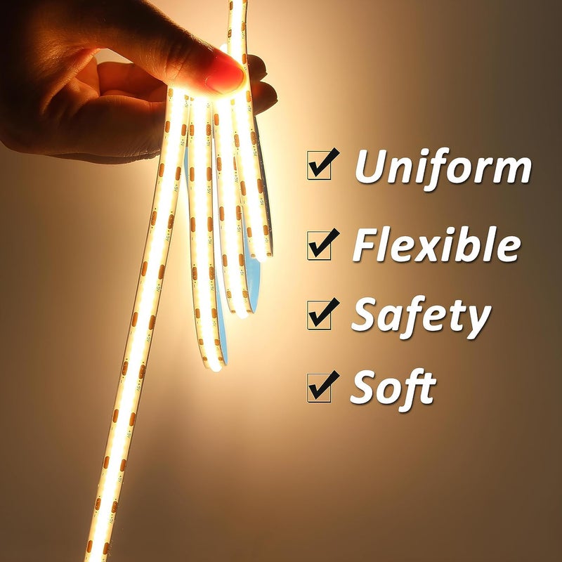 أضواء شريط LED بجهد 5 فولت USB بطول 16.4 قدم/5 متر، قابلة للتعتيم باللمس بدون درجات، شريط USB ضوء 3000K أبيض دافئ مرن 5 فولت أضواء LED لغرفة النوم والمطبخ، ديكور إضاءة الغرفة DIY، أضواء LED للتلفزيون - Image 2