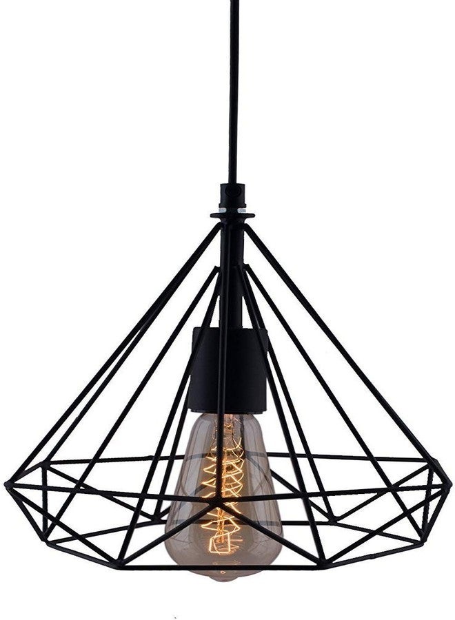 VRCT مصباح LED معلق بقاعدة قفص ماسية من نوع إديسون (يتضمن المصباح ST64، أسود اللون) - Image 1