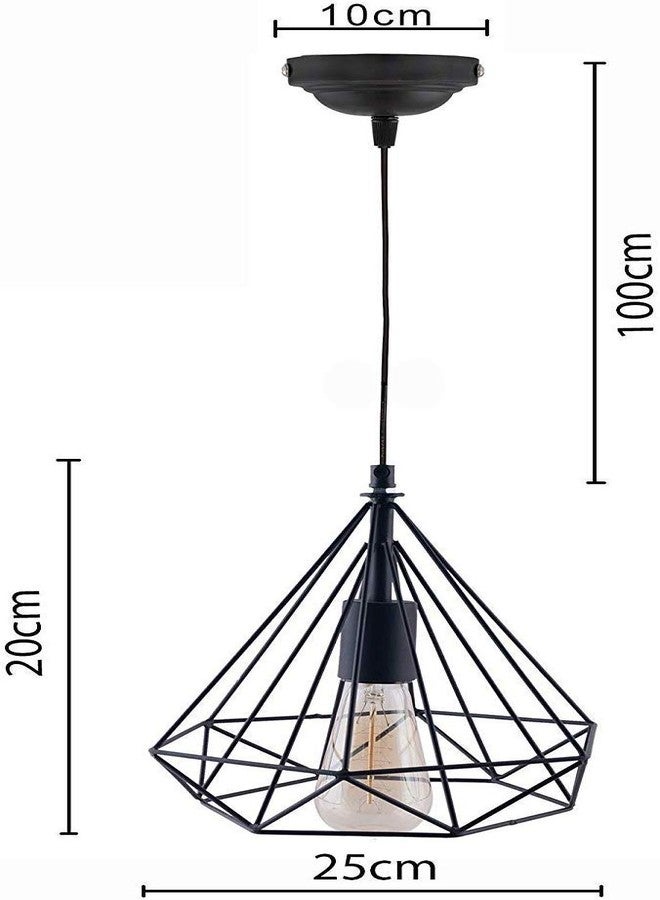 VRCT مصباح LED معلق بقاعدة قفص ماسية من نوع إديسون (يتضمن المصباح ST64، أسود اللون) - Image 2