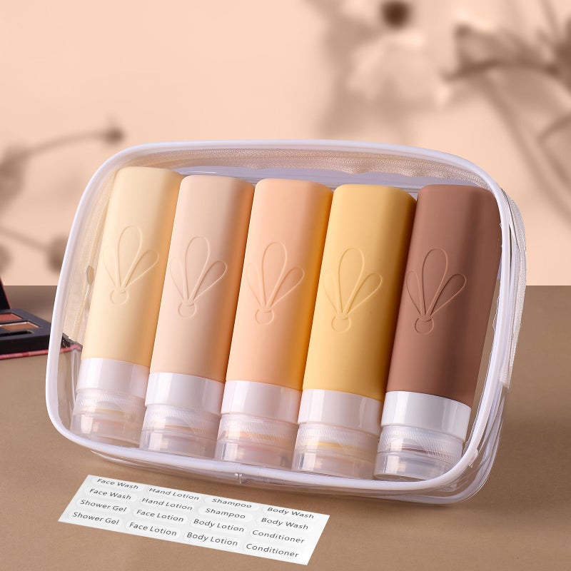 INSFIT Travel Bottles for Toiletries, TSA Approved 3oz Travel Size Containers, BPA Free Leak Proof Squeezable Silicone Tubes for Shampoo Conditioner Lotion Soap with Labels - Image 5