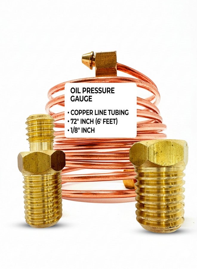 Sherco-Auto Mechanical Oil Pressure Gauge 72" Inch Copper Line Tubing Install Kit w/Fittings - Image 1
