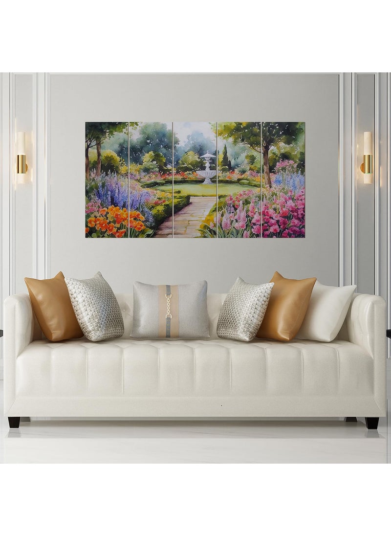 Paper Plane Design PAPER PLANE DESIGN Vibrant Floral Large Painting for Wall Decoration | 5-Panel Art for Home & Office | 27 x 50 Inches Wall Art | Home Decor | Office Décor (D)  - Image 2