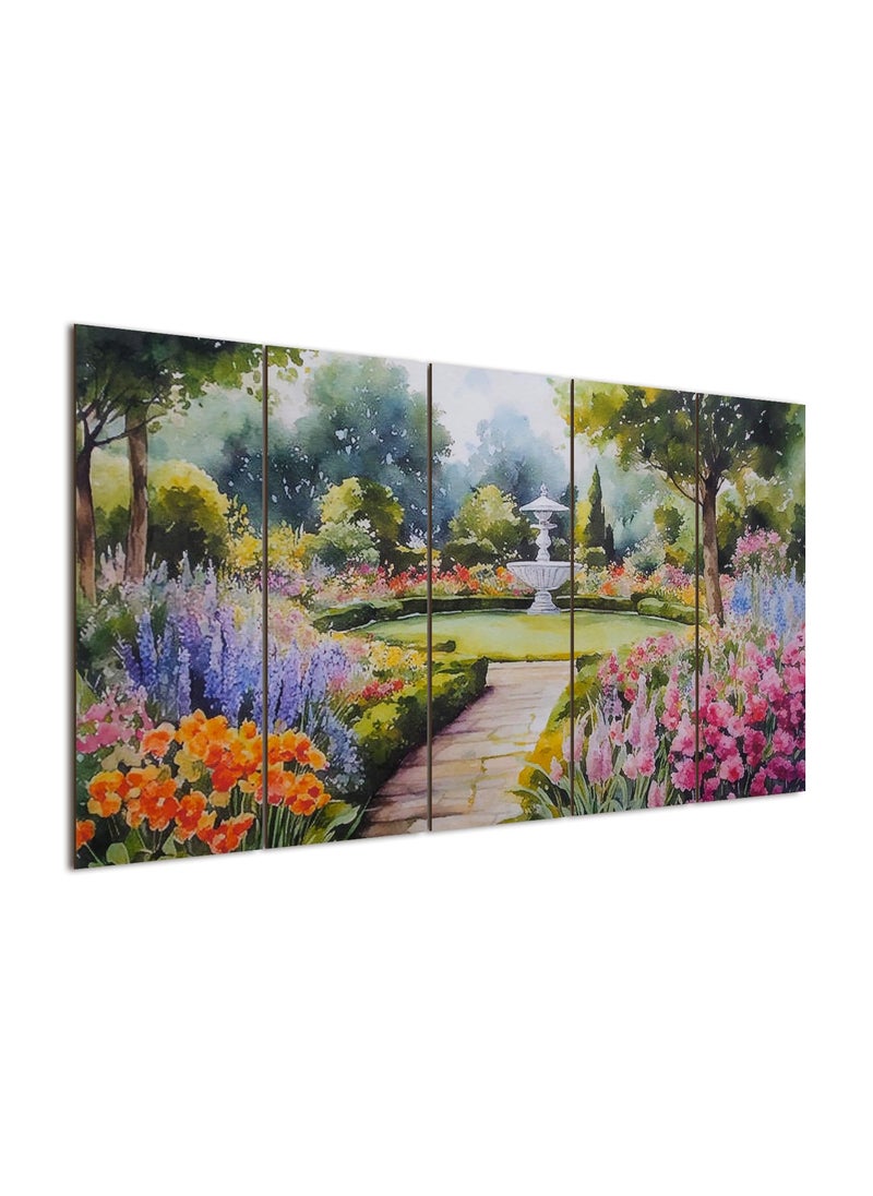 Paper Plane Design PAPER PLANE DESIGN Vibrant Floral Large Painting for Wall Decoration | 5-Panel Art for Home & Office | 27 x 50 Inches Wall Art | Home Decor | Office Décor (D)  - Image 3