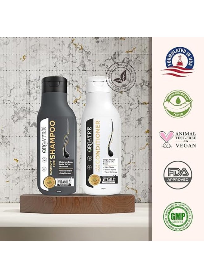 Orgatre Anti-Dandruff Shampoo & Conditioner Combo Pack | Rosemary Water, Niacinamide & Natural Actives | Controls Dandruff, Flakes & Scalp Itchiness | Reduces Hair Fall, Strengthens Roots & Promotes Healthy, Shiny Hair | Sulphate & Paraben Free | 250ml + 250ml - Image 4