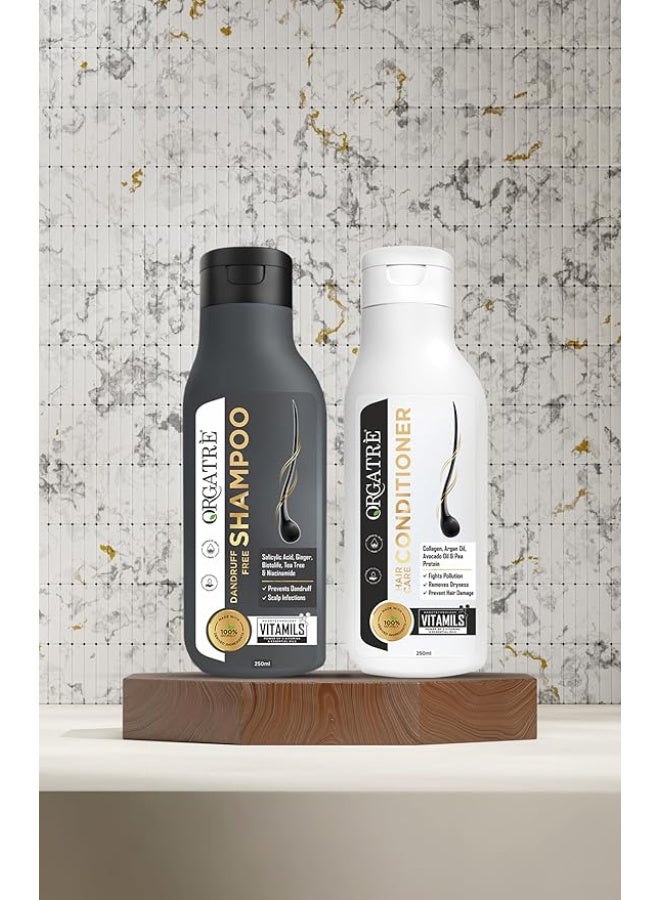 Orgatre Anti-Dandruff Shampoo & Conditioner Combo Pack | Rosemary Water, Niacinamide & Natural Actives | Controls Dandruff, Flakes & Scalp Itchiness | Reduces Hair Fall, Strengthens Roots & Promotes Healthy, Shiny Hair | Sulphate & Paraben Free | 250ml + 250ml - Image 3