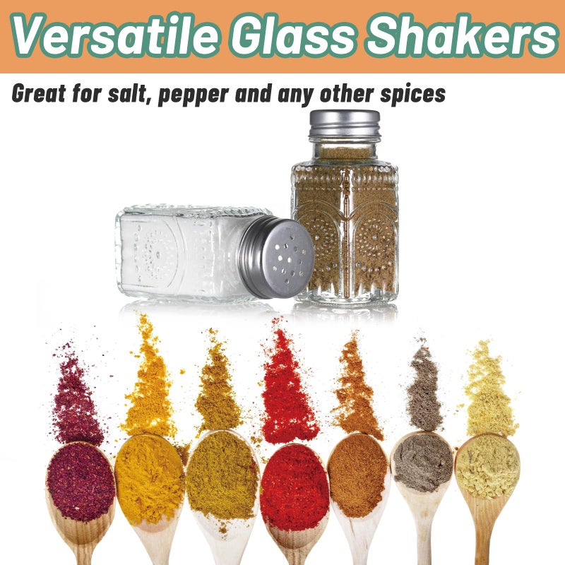 Wongblee 2 Pack Glass Salt and Pepper Shakers Set, Vintage Spice Shakers for Dining Room Table, Kitchen, Restaurant (Sunflower Style) - Image 4