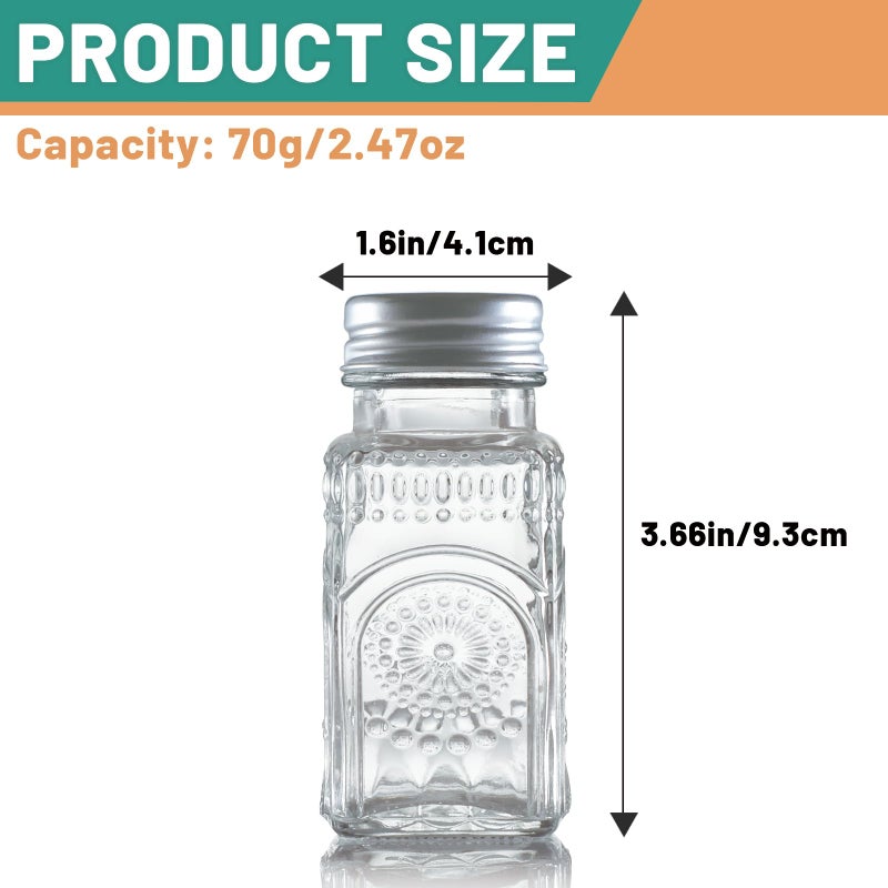 Wongblee 2 Pack Glass Salt and Pepper Shakers Set, Vintage Spice Shakers for Dining Room Table, Kitchen, Restaurant (Sunflower Style) - Image 2