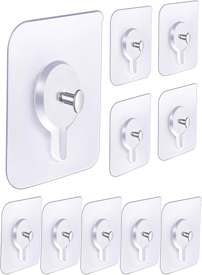 SOCHEP 10Pieces Heavy Duty Self Adhesive Photo Hook No Drilling Installation for Use Inside Home, Bathroom, Kitchen & Etc - PVC, Transparent - Image 1
