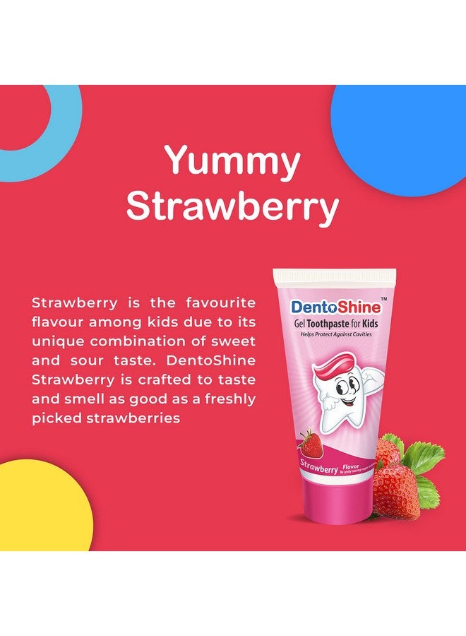 DentoShine Gel Toothpaste For Kids - Assorted Flavors (Pack Of 6) (Bubble Gum, Mango, Orange, Raspberry, Strawberry, Watermelon (80G Each)) - Image 1
