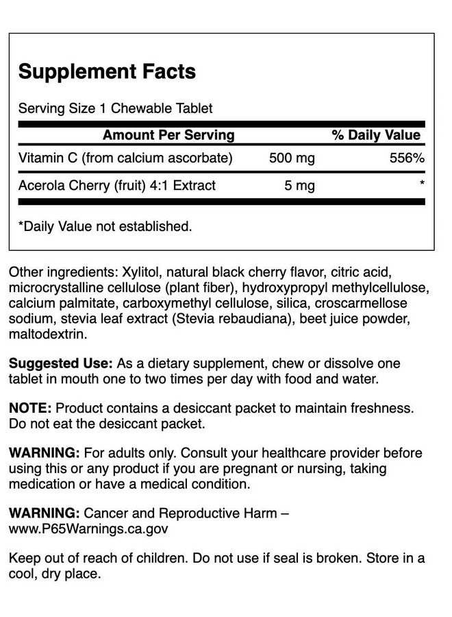 Swanson Sugar-Free Chewable Vitamin C Cherry 60 Chwbls - Image 2