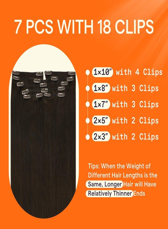 Full Shine Clip in Hair Extensions Human Hair Clip in Extensions Triple Weft Brazilian Hair Clip ins Dark Brown Hair Extensions Real Human Hair Clip ins Full Head 7 Pcs 18 Inch 120g - Image 3