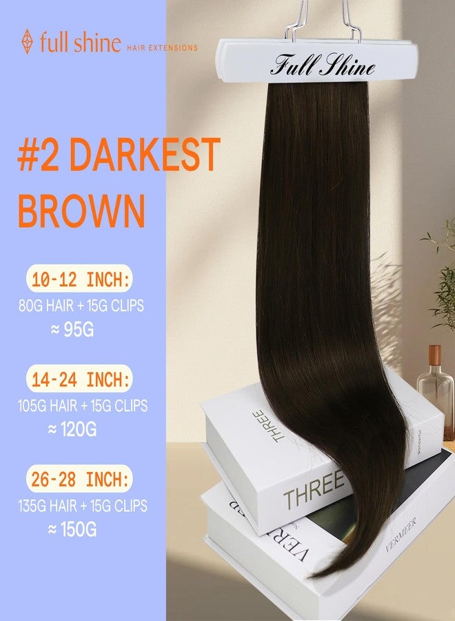 Full Shine Clip in Hair Extensions Human Hair Clip in Extensions Triple Weft Brazilian Hair Clip ins Dark Brown Hair Extensions Real Human Hair Clip ins Full Head 7 Pcs 18 Inch 120g - Image 2