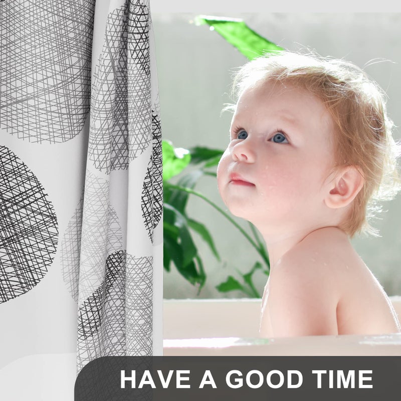 AmazerBath Grey Shower Curtain, Washable Cloth Gray Dots Shower Curtain Sets with 12 Metal Shower Curtain Hooks, Rustic Waterproof Farmhouse Fabric Shower Curtains for Bathroom Decor, 72x72 Inches - Image 3