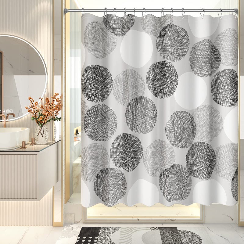 AmazerBath Grey Shower Curtain, Washable Cloth Gray Dots Shower Curtain Sets with 12 Metal Shower Curtain Hooks, Rustic Waterproof Farmhouse Fabric Shower Curtains for Bathroom Decor, 72x72 Inches - Image 1