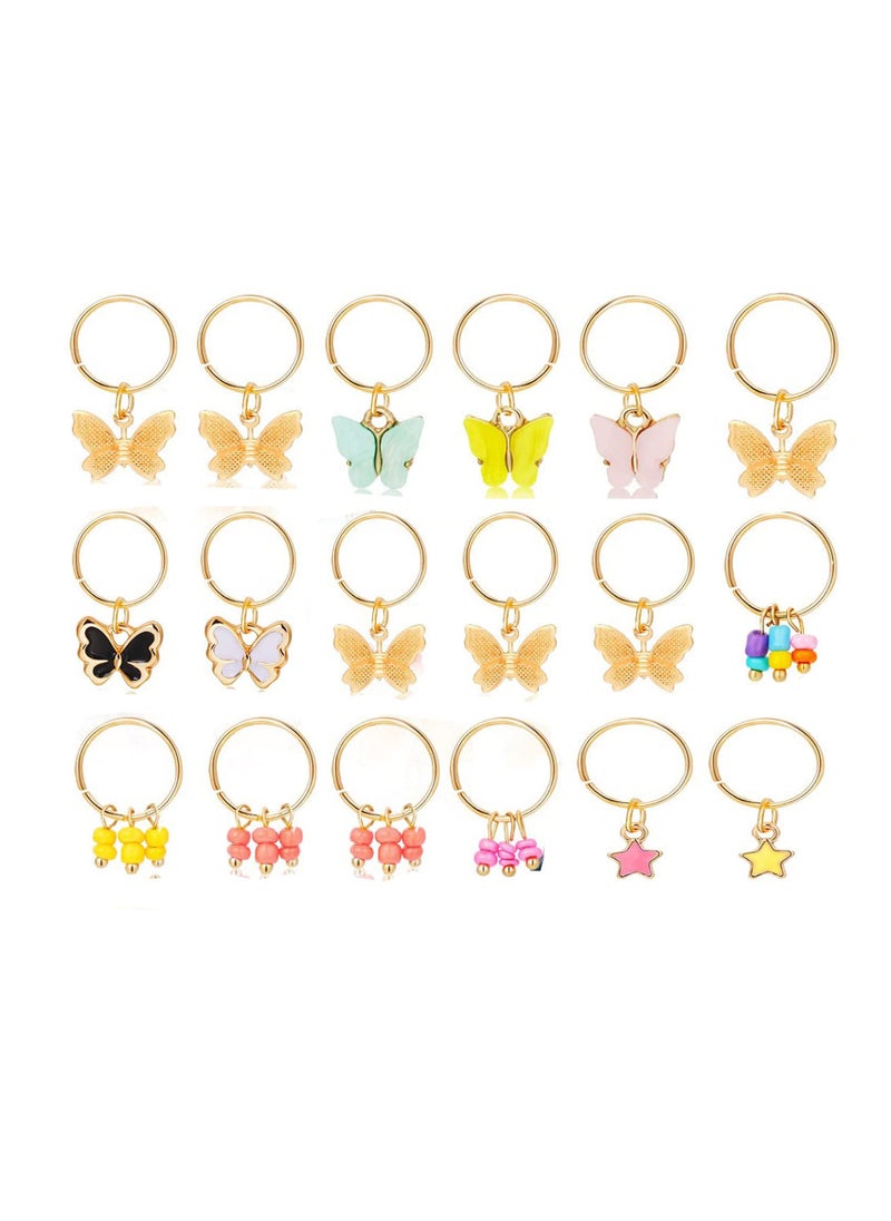 Excefore Dreadlock Charms Clip, Gold Hair Braid Jewelry Rings Clips, Star Hair Charms, Clips with Box Butterfly Hair Ring, Butterfly Pendant Charms Dreadlock Hair Accessories for Women Girls (18Pcs)  - Image 1