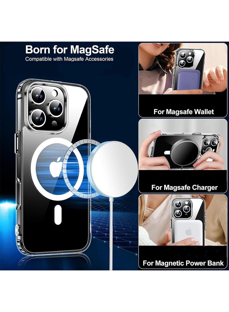 Aookay for iPhone 16 Pro Max Case Clear: [Compatible with Magsafe][Anti-Yellowing][Mil-Grade Protection] Shockproof Ultra Slim Thin Magnetic Protective Cover Case for iPhone 16 Pro Max (Clear) - Image 3