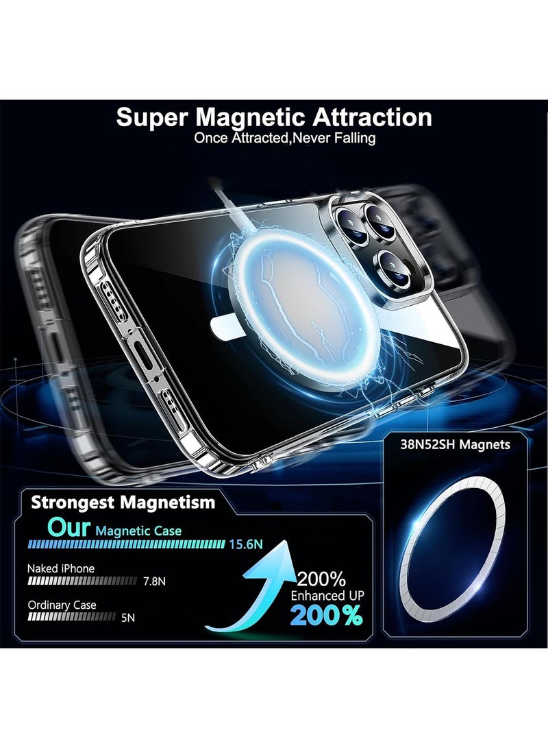 Aookay for iPhone 16 Pro Max Case Clear: [Compatible with Magsafe][Anti-Yellowing][Mil-Grade Protection] Shockproof Ultra Slim Thin Magnetic Protective Cover Case for iPhone 16 Pro Max (Clear) - Image 2