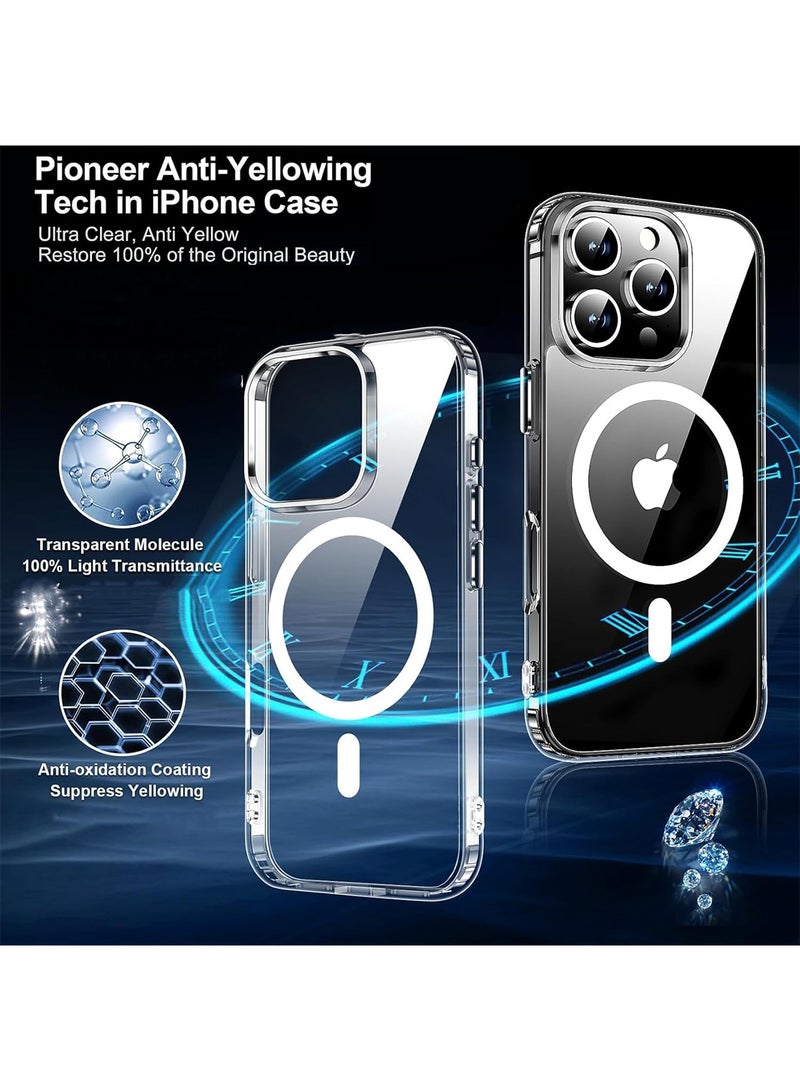 Aookay for iPhone 16 Pro Max Case Clear: [Compatible with Magsafe][Anti-Yellowing][Mil-Grade Protection] Shockproof Ultra Slim Thin Magnetic Protective Cover Case for iPhone 16 Pro Max (Clear) - Image 4