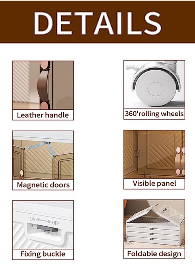Concept home Foldable Plastic Storage Box 5 layers With Wheels and Doors,XLarge Storage Bin with Lid Organizers Stackable Storage Bins, Closet Organizers Double Door Magnetic with Universal Pulley  - Image 2
