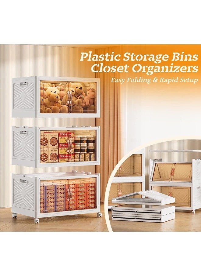 Concept home Foldable Plastic Storage Box 5 layers With Wheels and Doors,XLarge Storage Bin with Lid Organizers Stackable Storage Bins, Closet Organizers Double Door Magnetic with Universal Pulley  - Image 5