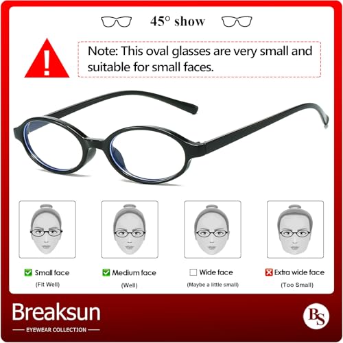 Breaksun Retro Small Oval Glasses for Women Men 90s Small Face Blue Light Eyeglasses Cosplay Y2K Fake Glasses (Black) - Image 4