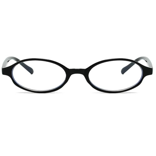 Breaksun Retro Small Oval Glasses for Women Men 90s Small Face Blue Light Eyeglasses Cosplay Y2K Fake Glasses (Black) - Image 1